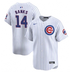 Men Chicago Cubs 14 Ernie Banks White Home Limited Stitched Baseball Jersey