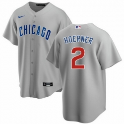 Men Chicago Cubs 2 Nico Hoerner Grey Cool Base Stitched Baseball jersey