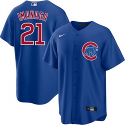 Men Chicago Cubs 21 Sh u014Dta Imanaga Blue Cool Base Stitched Baseball Jersey