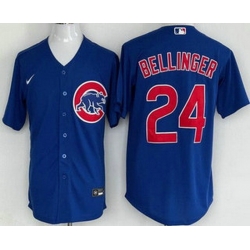 Men Chicago Cubs 24 Cody Bellinger Blue Cool Base Jersey