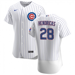 Men Chicago Cubs 28 Kyle Hendricks Men Nike White Home 2020 Flex Base Player Jersey