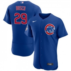 Men Chicago Cubs 29 Michael Busch Blue Flex Base Stitched Baseball Jersey