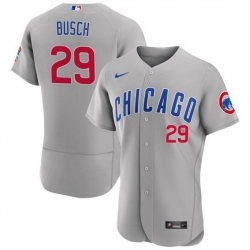 Men Chicago Cubs 29 Michael Busch Grey Flex Base Stitched Baseball Jersey