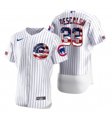 Men Chicago Cubs 33 Jim Adduci Men Nike White Fluttering USA Flag Limited Edition Flex Base MLB Jersey