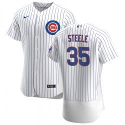Men Chicago Cubs 35 Justin Steele Men Nike White Home 2020 Flex Base Player Jersey