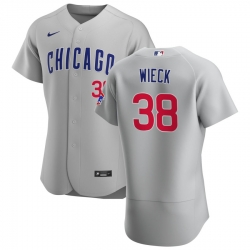 Men Chicago Cubs 38 Brad Wieck Men Nike Gray Road 2020 Flex Base Team Jersey