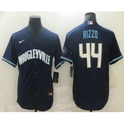 Men Chicago Cubs 44 Anthony Rizzo Navy Blue 2021 City Connect Stitched MLB Cool Base Nike Jersey