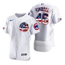 Men Chicago Cubs 46 Craig Kimbrel Men Nike White Fluttering USA Flag Limited Edition Flex Base MLB Jersey