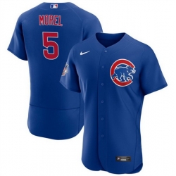 Men Chicago Cubs 5 Christopher Morel Blue Flex Base Stitched Baseball Jersey