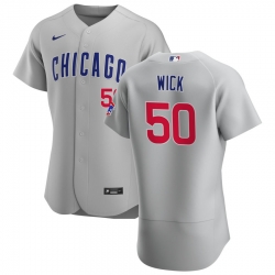 Men Chicago Cubs 50 Rowan Wick Men Nike Gray Road 2020 Flex Base Team Jersey