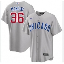 Men Chicago Cubs Trey Mancini #36 Gray Cool Base Stitched MLB Jersey