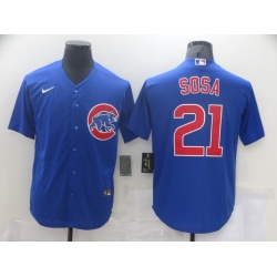 Men Nike Chicago Cubs Sammy Sosa 21 Authentic Royal Blue Cool Base Jersey