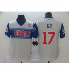 Men's Chicago Cubs #17 Kris Bryant KB Authentic White Baseball Jersey