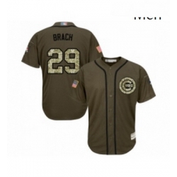 Mens Chicago Cubs 29 Brad Brach Authentic Green Salute to Service Baseball Jersey 