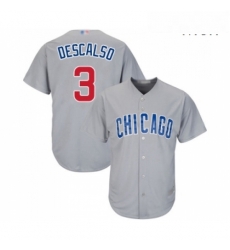 Mens Chicago Cubs 3 Daniel Descalso Replica Grey Road Cool Base Baseball Jersey 
