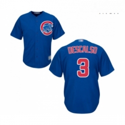 Mens Chicago Cubs 3 Daniel Descalso Replica Royal Blue Alternate Cool Base Baseball Jersey 