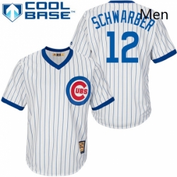 Mens Majestic Chicago Cubs 12 Kyle Schwarber Authentic White Home Cooperstown MLB Jersey