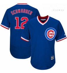Mens Majestic Chicago Cubs 12 Kyle Schwarber Replica Royal Blue Cooperstown Cool Base MLB Jersey