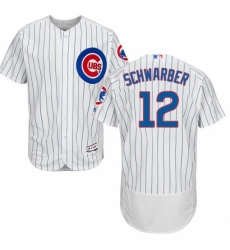 Mens Majestic Chicago Cubs 12 Kyle Schwarber White Home Flex Base Authentic Collection MLB Jersey