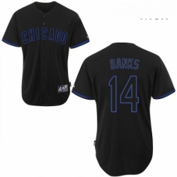 Mens Majestic Chicago Cubs 14 Ernie Banks Authentic Black Fashion MLB Jersey