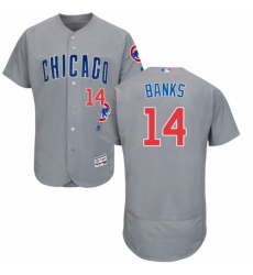 Mens Majestic Chicago Cubs 14 Ernie Banks Grey Road Flex Base Authentic Collection MLB Jersey