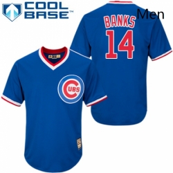 Mens Majestic Chicago Cubs 14 Ernie Banks Replica Royal Blue Cooperstown MLB Jersey