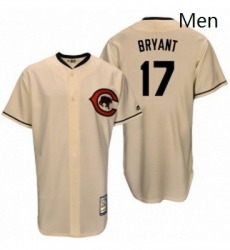 Mens Majestic Chicago Cubs 17 Kris Bryant Authentic Cream Cooperstown Throwback MLB Jersey