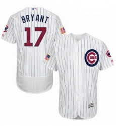 Mens Majestic Chicago Cubs 17 Kris Bryant White Fashion Stars Stripes Flex Base MLB Jersey
