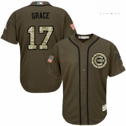 Mens Majestic Chicago Cubs 17 Mark Grace Authentic Green Salute to Service MLB Jersey