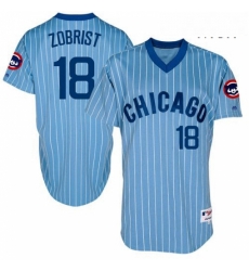 Mens Majestic Chicago Cubs 18 Ben Zobrist Authentic Blue Cooperstown Throwback MLB Jersey