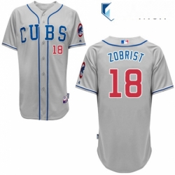 Mens Majestic Chicago Cubs 18 Ben Zobrist Authentic Grey Alternate Road Cool Base MLB Jersey