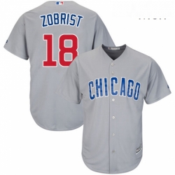 Mens Majestic Chicago Cubs 18 Ben Zobrist Replica Grey Road Cool Base MLB Jersey