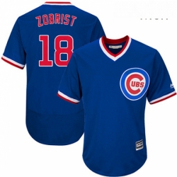 Mens Majestic Chicago Cubs 18 Ben Zobrist Replica Royal Blue Cooperstown Cool Base MLB Jersey