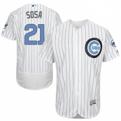 Mens Majestic Chicago Cubs 21 Sammy Sosa Authentic White 2016 Fathers Day Fashion Flex Base MLB Jersey
