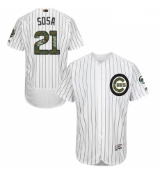 Mens Majestic Chicago Cubs 21 Sammy Sosa Authentic White 2016 Memorial Day Fashion Flex Base MLB Jersey