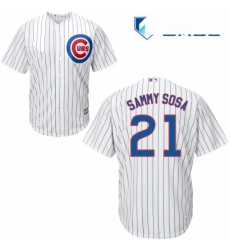 Mens Majestic Chicago Cubs 21 Sammy Sosa Replica White Home Cool Base MLB Jersey