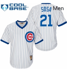 Mens Majestic Chicago Cubs 21 Sammy Sosa Replica White Home Cooperstown MLB Jersey