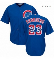 Mens Majestic Chicago Cubs 23 Ryne Sandberg Authentic Royal Blue Team Logo Fashion Cool Base MLB Jersey