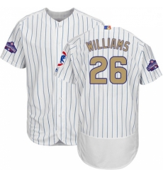 Mens Majestic Chicago Cubs 26 Billy Williams Authentic White 2017 Gold Program Flex Base MLB Jersey