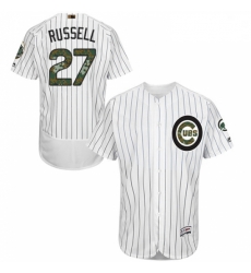 Mens Majestic Chicago Cubs 27 Addison Russell Authentic White 2016 Memorial Day Fashion Flex Base MLB Jersey