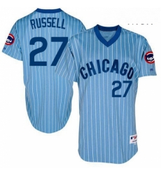 Mens Majestic Chicago Cubs 27 Addison Russell Replica Blue Cooperstown Throwback MLB Jersey