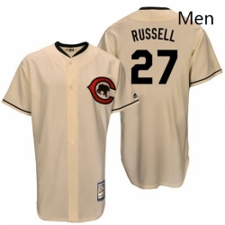 Mens Majestic Chicago Cubs 27 Addison Russell Replica Cream Cooperstown Throwback MLB Jersey