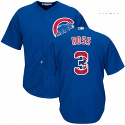 Mens Majestic Chicago Cubs 3 David Ross Authentic Royal Blue Team Logo Fashion Cool Base MLB Jersey