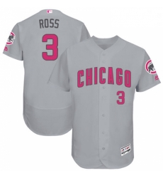 Mens Majestic Chicago Cubs 3 David Ross Grey Mothers Day Flexbase Authentic Collection MLB Jersey