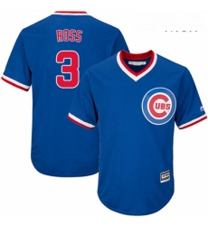 Mens Majestic Chicago Cubs 3 David Ross Replica Royal Blue Cooperstown Cool Base MLB Jersey