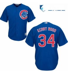 Mens Majestic Chicago Cubs 34 Kerry Wood Replica Royal Blue Alternate Cool Base MLB Jersey