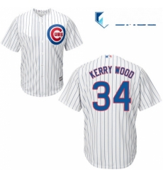 Mens Majestic Chicago Cubs 34 Kerry Wood Replica White Home Cool Base MLB Jersey
