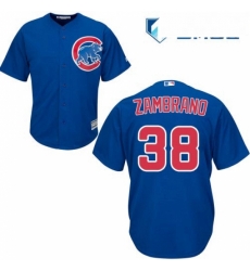 Mens Majestic Chicago Cubs 38 Carlos Zambrano Replica Royal Blue Alternate Cool Base MLB Jersey
