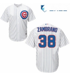 Mens Majestic Chicago Cubs 38 Carlos Zambrano Replica White Home Cool Base MLB Jersey