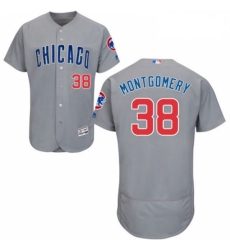 Mens Majestic Chicago Cubs 38 Mike Montgomery Grey Road Flexbase Authentic Collection MLB Jersey